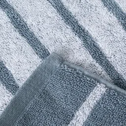 Home Centre Colour Refresh Essense 2Pcs Blue & White Striped Cotton Soft Face Towels image 4