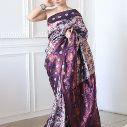 Areca Designer Woven Design Zari Silk Blend Designer Banarasi Saree-image-5