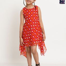 Creative Kids Floral Print Georgette Fit & Flare Dress-picture-43