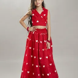 Bitiya by Bhama Girls Embroidered Shirt Collar Thread Work Ready to Wear Lehenga & Blouse-picture-31