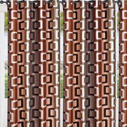 BELLA TRUE Brown & White 4 Pieces Geometric Window Curtains-picture-22