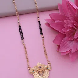 Ramdev Art Fashion Jwellery Gold-Plated Stone Studded & Beaded Long Mangalsutra-picture-24