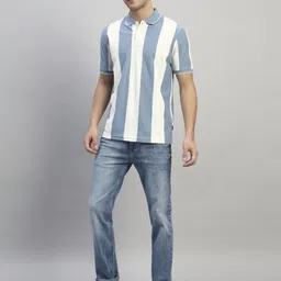 Cantabil Men Striped Polo Collar T-shirt image 4