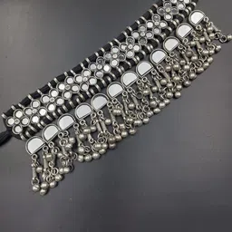 Bareilyy Silver-Plated Mirror StuddedBohemian Choker Necklace image 1