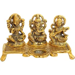 Shakuntla Vintage Laxmi Ganesh Saraswati Idol Oil Lamp Diya Showpieces-picture-37