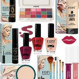 FOPE Set Of 15 Foundation Compact Mascara Lipstick Nail Polish & Brush Set-picture-29