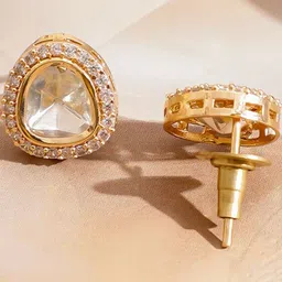 Rubans 22K Gold-Plated Cubic Zirconia-Studded Pendant And Earrings image 4