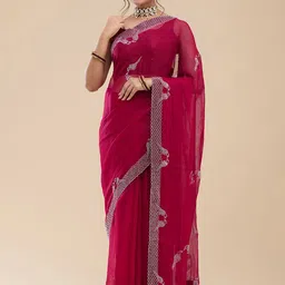Vervee Couture Embellished Beads and Stones Pure Georgette Saree-picture-27