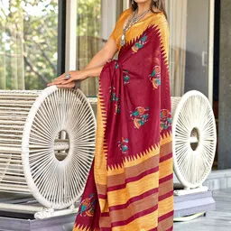 KALINI Ethnic Motifs Handloom Block Print Saree image 4