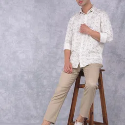 Crimsoune Club Men Smart Spread Collar Floral Printed Cotton Slim Fit Casual Shirt-image-67