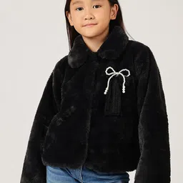 One Friday Girls Shirt Collar Buttoned Overcoat-picture-13