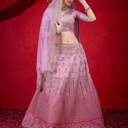 Trendmalls Embroidered Sequinned Semi-Stitched Lehenga & Unstitched Blouse With Dupatta image 3