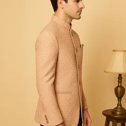 SHAHI ACHKAN Men Self Design Cotton Ethnic Blazers image 3