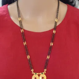 Ramdev Art Fashion Jwellery Gold-Plated Artificial Beads Long Mangalsutra image 4