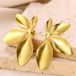 Lady Raiment Stainless Steel Gold-Plated Leaf Shaped Anti-Tarnish Studs-picture-34