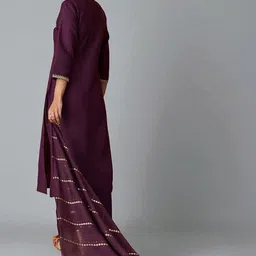 all about you Women Ethnic Motifs Embroidered Regular Thread Work Chanderi Cotton Kurta with Trousers & With image 2