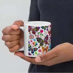 Mr UVD White & purple Animal Printed Ceramic Glossy Mug - 350 ml image 2