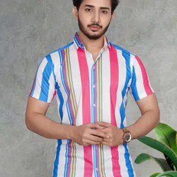 MARMIC FAB Men Classic Slim Fit Multi Stripes Opaque Printed Casual Shirt-picture-35