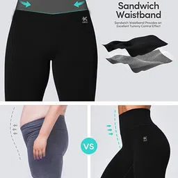 hrx by hrithik roshan Solid Women Black Tights image 3