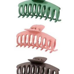Watch junction Women Assorted Set of 3 Matt Finished Claw Clip Hair Accessory image 3