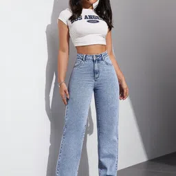 DressBerry Women Comfort Straight Fit High-Rise Light Fade Acid Wash Stretchable Jeans image 4