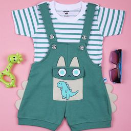 V-Mart Infant Boys Printed Cotton Dungarees With T-shirt-picture-7