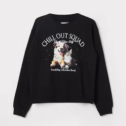 max Girls Graphic Printed Round Neck Long Sleeves Cotton Pullover Sweatshirt-picture-31