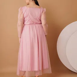 Sztori Women Floral Square Neck Net Maxi Dress image 4