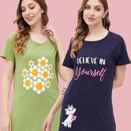 Christy World Women Pack Of 2 Round Neck Graphic Printed T-shirt-picture-46