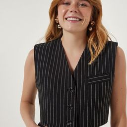 Happiness istanbul Striped Slim-Fit Waistcoat-picture-28