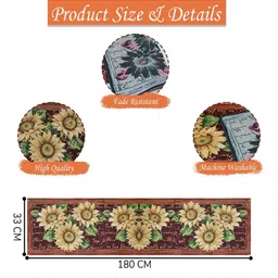 PRAKARTIK Yellow & Maroon Floral Printed Pure Cotton Durable TableRunner image 4