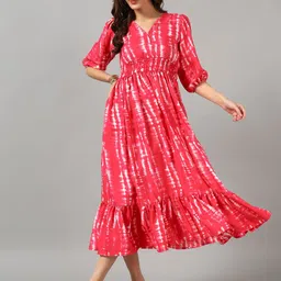 Raiyani Fashion Women Dyed V-Neck Fit and Flare Dress-picture-22