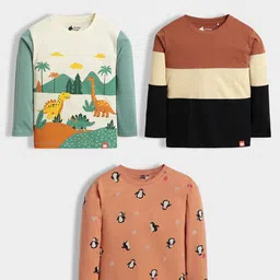 Orange Sugar Unisex Pack of 3 Graphic Printed Round Neck Cotton T-shirts-picture-19