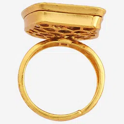 Kushal's Fashion Jewellery Gold-Plated Stone-Studded & Beaded Adjustable Finger Ring image 3
