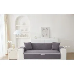 HOMETHREADS Grey & Grey Printed Sofa Cover image 3