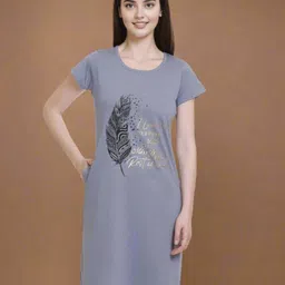 White Moon Women Printed Nightdress-image-14