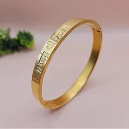 MEENAZ Men Gold-Plated Stainless Steel Shri Ram Anti Tarnish Kada Bracelet-picture-30