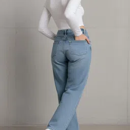 Hayler Women Jean Wide Leg Mid-Rise Highly Distressed Stretchable Jeans image 4