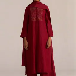 Anni Designer Ethnic Motifs Embroidered Pleated Straight Kurta With Trousers & Dupatta-image-19