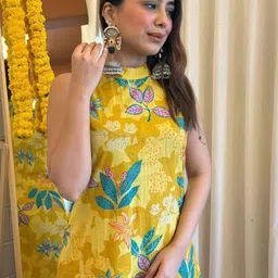 Anni Designer Floral Printed Mandarin Collar Straight Kurta With Palazzo image 3