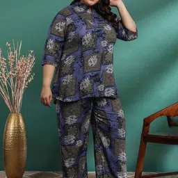 KALINI Plus Size Floral Printed Pure Cotton Tunic & Trouser Co-Ords-picture-37