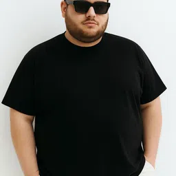 Toodle Plus Men Plus Size Solid Cotton T-Shirt-picture-11