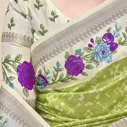 Zenophily Geometric Printed Zari Woven Design Saree image 2