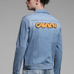 Jack & Jones Men Washed Colourblocked Crop Denim Jacket with Patchwork image 4