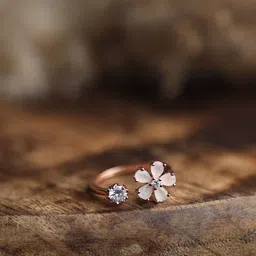 Ishil Rose Gold-Plated Stone-Studded Adjustable Finger Ring-picture-23