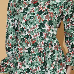 De La Moda Floral Print Flared Sleeve Crepe Fit & Flare Midi Dress image 5