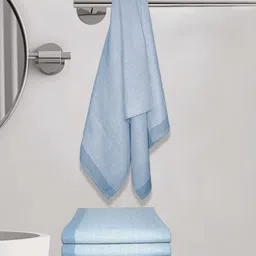 Myntra Elegant Homes Blue & White 5 Pieces Striped Lightweight Cotton 150 GSM Bath Towels-image-65
