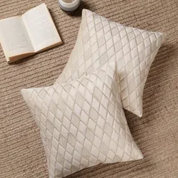 MONKDECOR Set Of 5 Cream Velvet Square Cushion Covers image 5