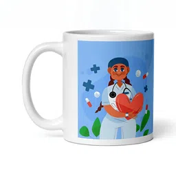 Mr UVD White & Blue Graphic Printed Ceramic Glossy Mug 350 ml image 2