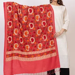 VASABA Ethnic Motifs Embroidered Acrylic Shawl-picture-16